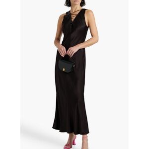 FRAME Silk Lace-Up Back Slip Dress